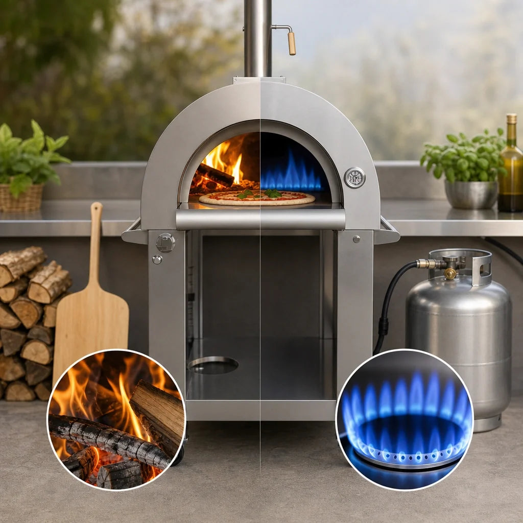 Omcan portable dual-fuel pizza oven, detail