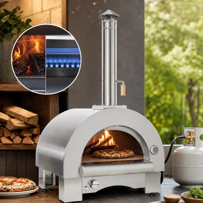 Omcan 33-inch dual-fuel pizza oven, detail