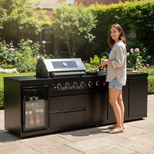 All in One; 4-Burner Gas Grill, Beverage center, sink