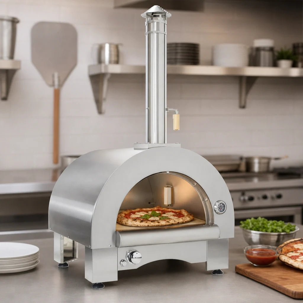 Omcan 33-inch dual-fuel pizza oven, detail