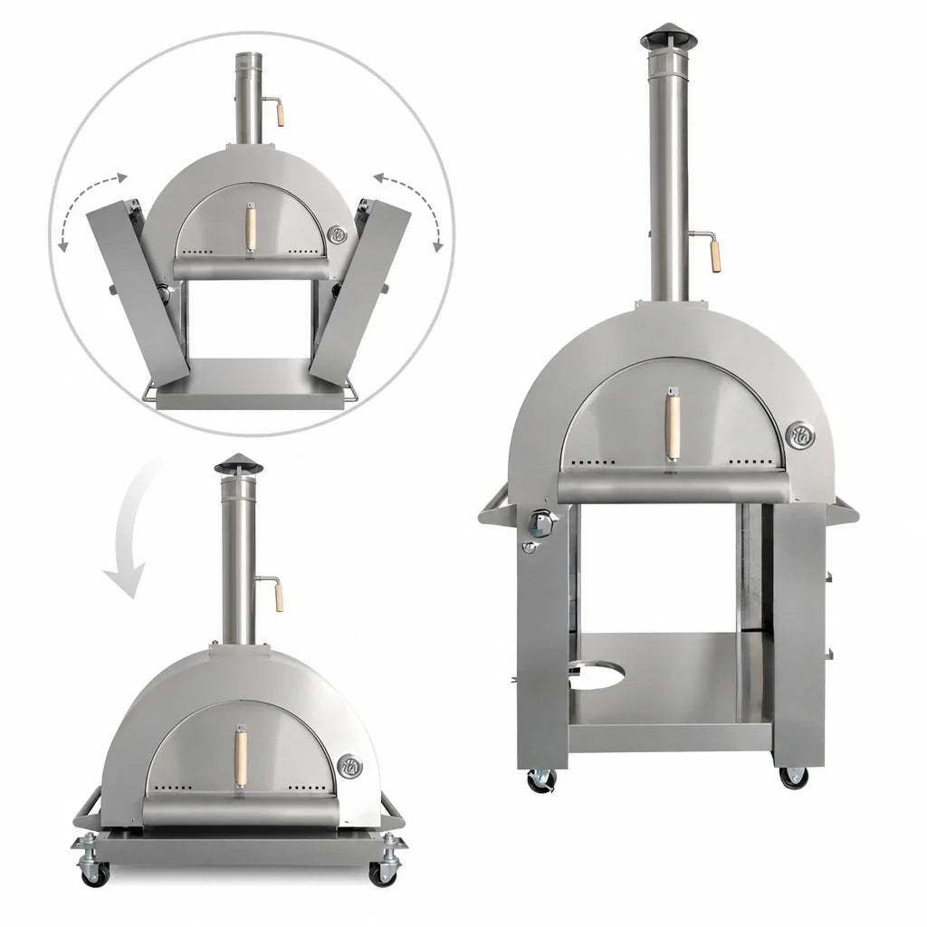 Omcan portable dual-fuel pizza oven, detail