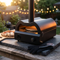 12 In. Propane Pizza Oven, Outdoor Pizza Oven in Black with Rotating Pizza Stone, Glove and Pizza Cutter — Studio Shot