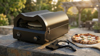 12 In. Propane Pizza Oven, Outdoor Pizza Oven in Black with Rotating Pizza Stone, Glove and Pizza Cutter — Lifestyle