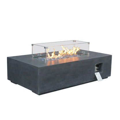52-inch dark gray concrete fire table, detail