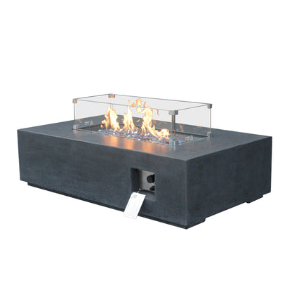 52-inch dark gray concrete fire table, detail