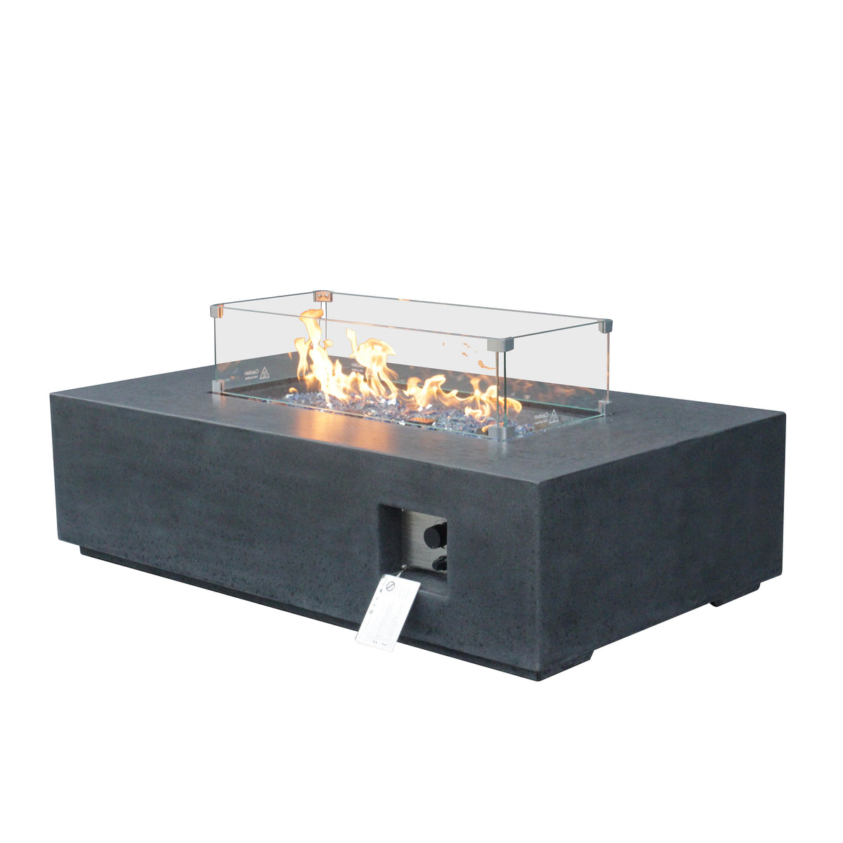 52-inch dark gray concrete fire table, detail