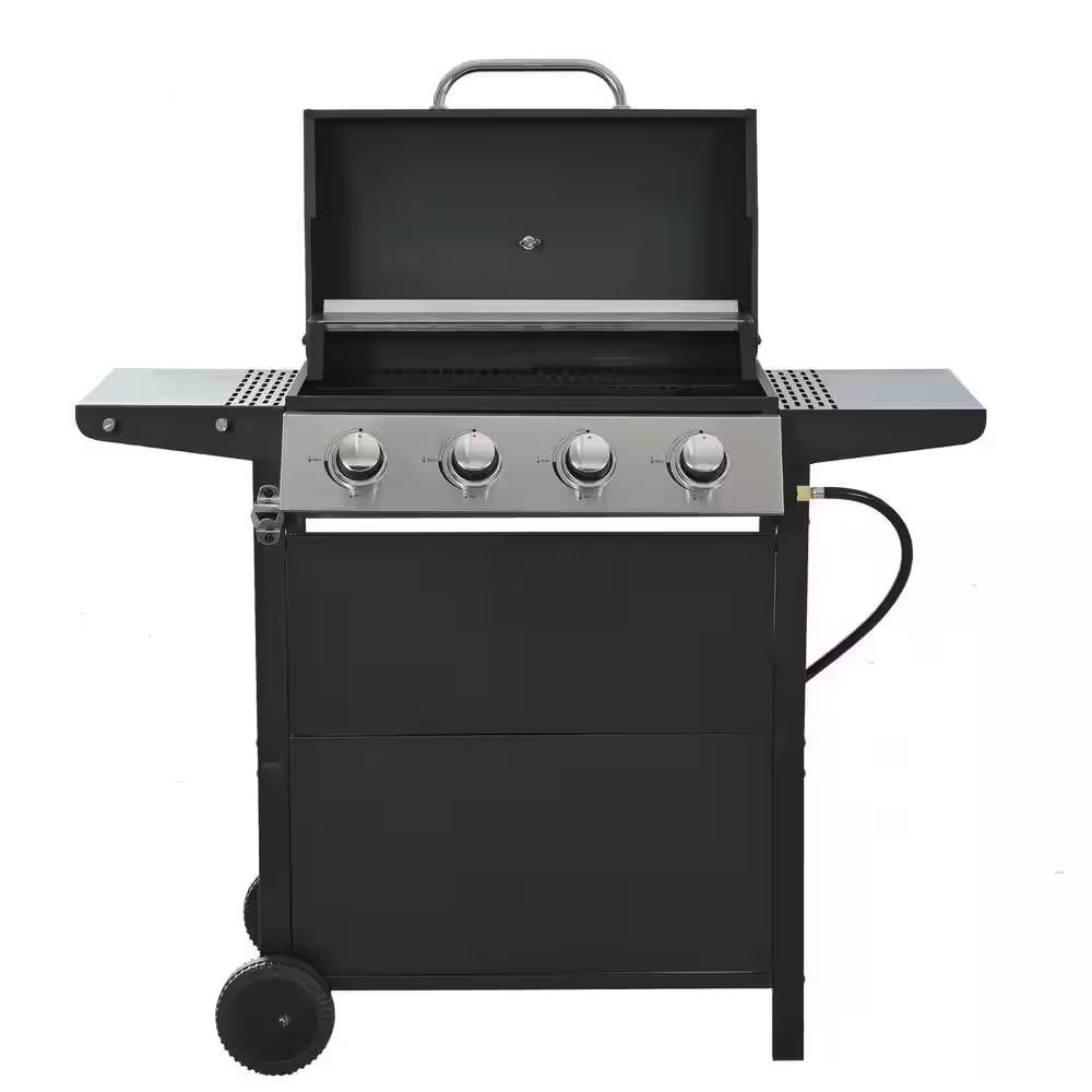 4 Burners Portable Propane Grill Barbecue Grill Stainless Steel Gas Grill in Black