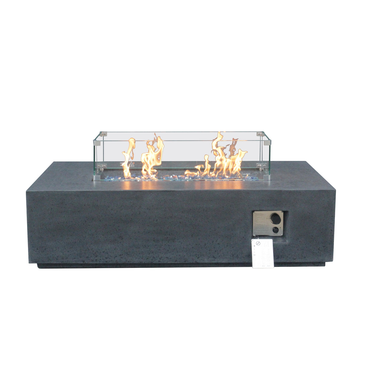 52-inch dark gray concrete fire table, detail