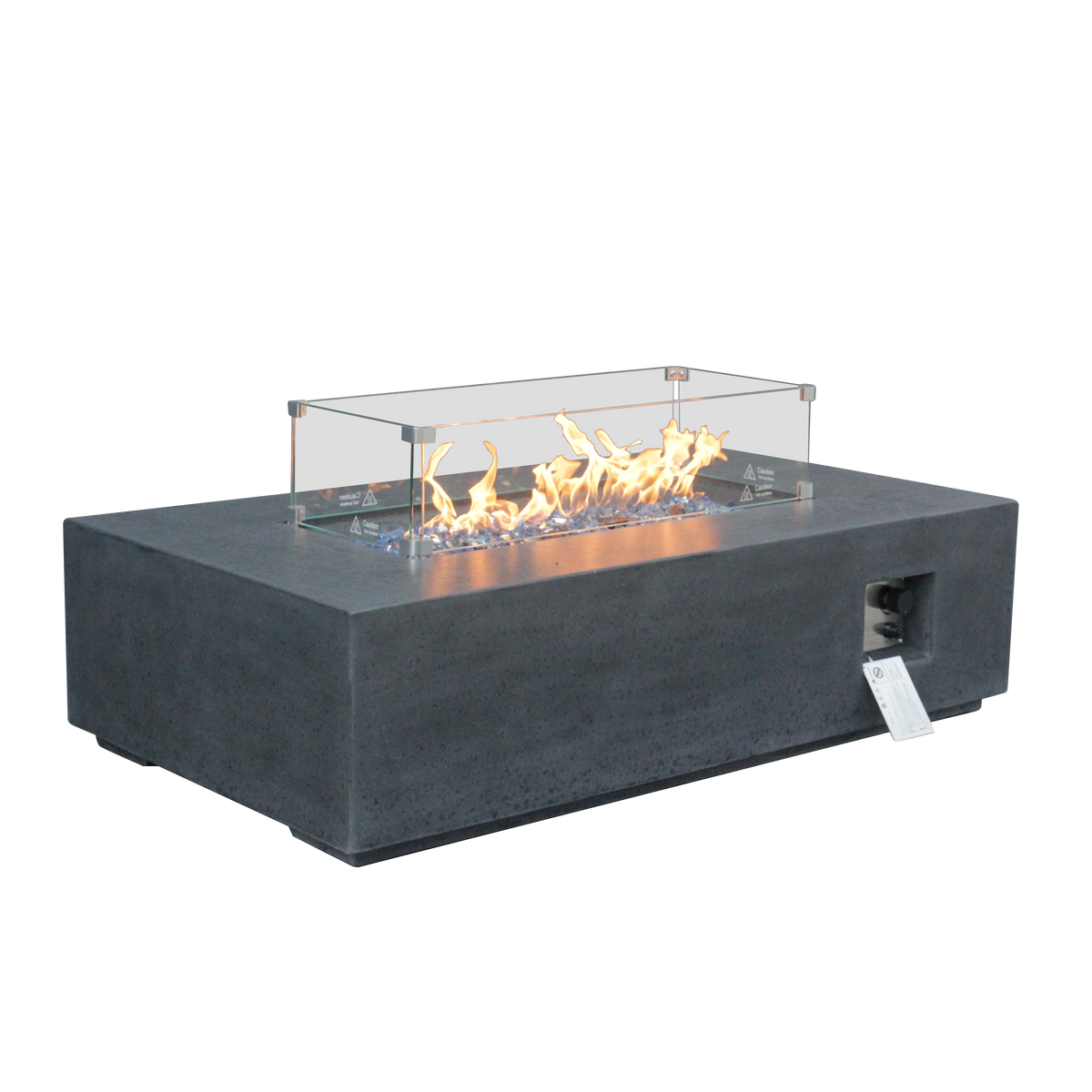 52-inch linear concrete propane fire table in dark gray