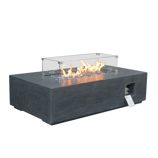 52-inch linear concrete propane fire table in dark gray