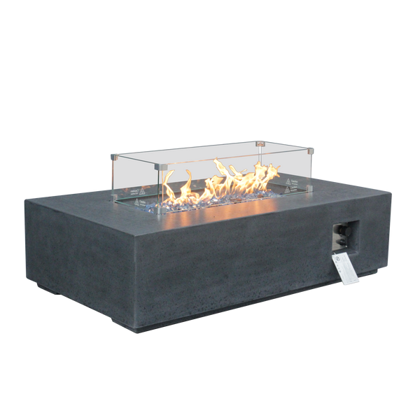 52-inch linear concrete propane fire table in dark gray