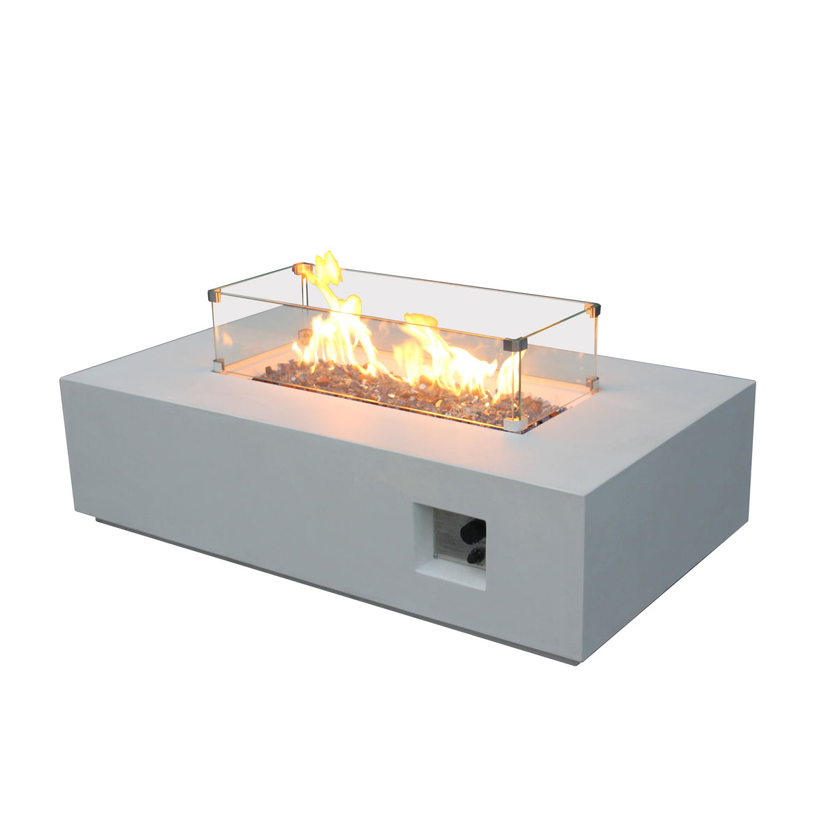 52-inch antique white concrete fire table, detail