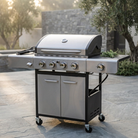 4 Burner Propane Gas Outdoor Grill with Side Burner Stainless Steel BBQ Grill — Studio Shot