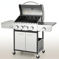 4 Burner Propane Gas Outdoor Grill with Side Burner Stainless Steel BBQ Grill — Studio Shot
