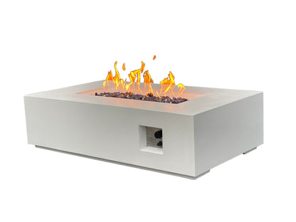 52-inch antique white concrete fire table, detail