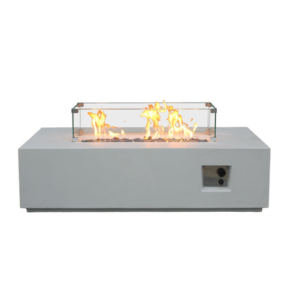 52-inch antique white concrete fire table, detail