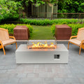 52" Linear Concrete Fire Table, 65,000 BTU Propane, Antique White