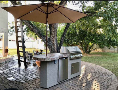 Kokomo Grill BBQ Island Round Bar, LED Lights & Built-In BBQ
