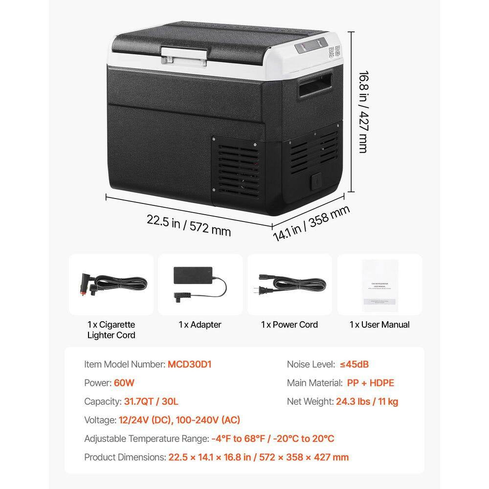 Refrigerator Capacity 1.7Cu. Ft Car Refrigerator Outdoor Refrigerator with -4°F-68°F Black DC and AC Freezer 2025 Update