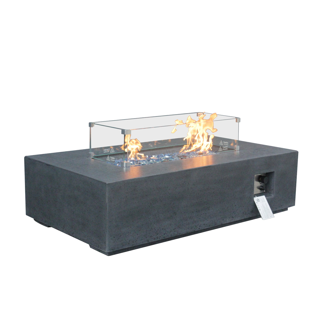 52-inch dark gray concrete fire table, detail
