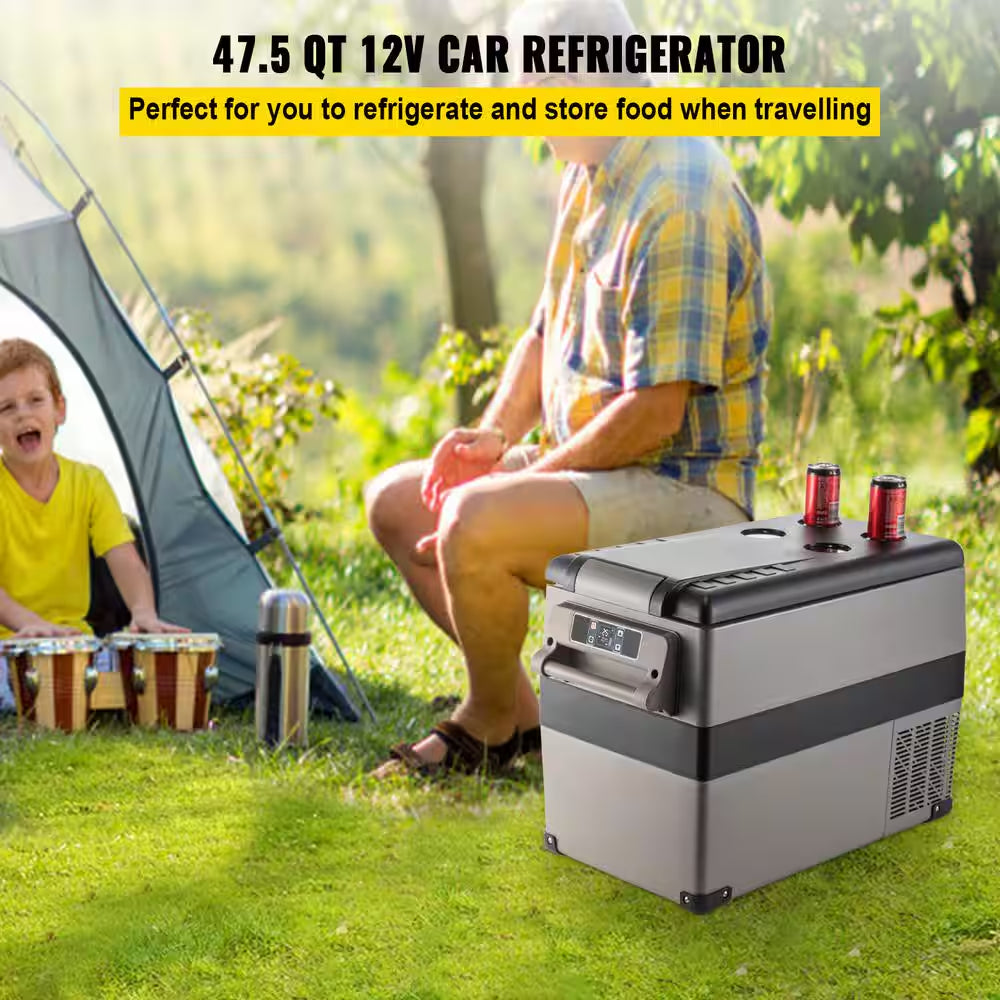12V Refrigerator,1.6 Cu. Ft. Outdoor Refrigerator in Black, 48 Qt. (45L) Fast Cooling Portable Freezer with App Control
