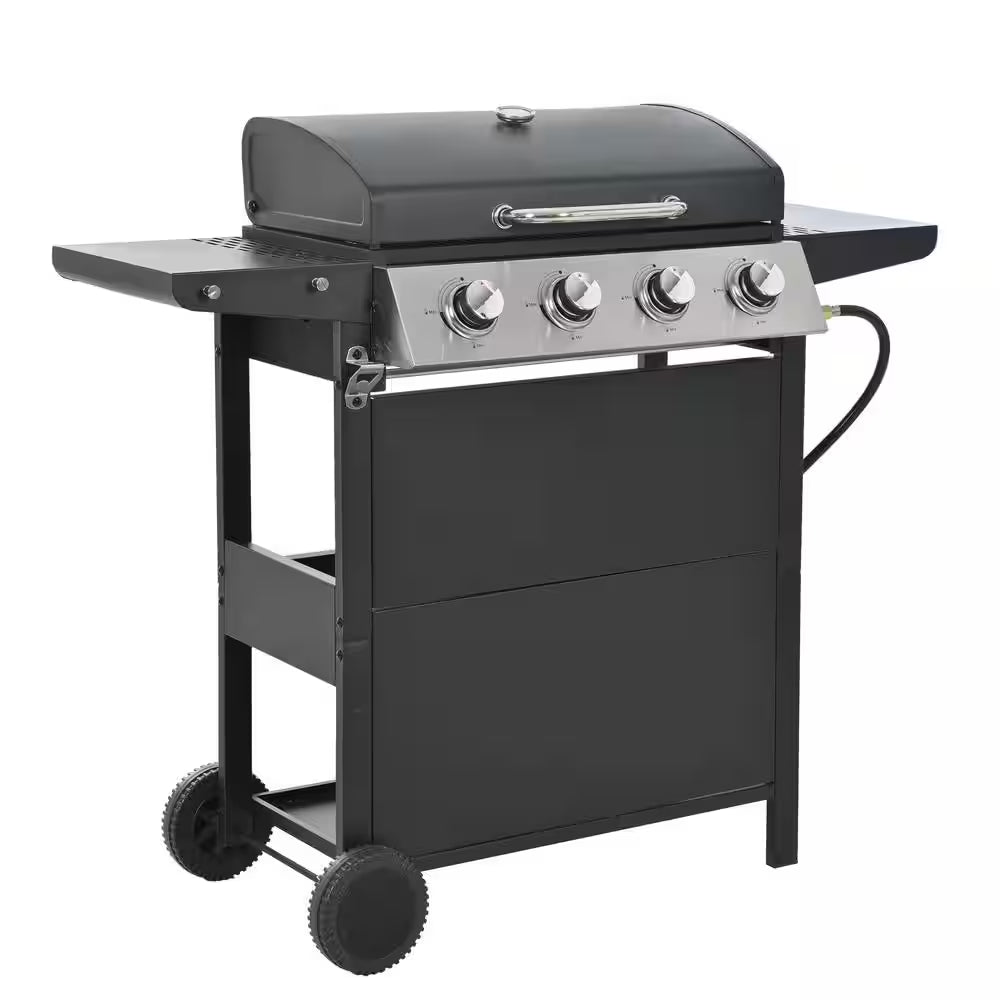 4 Burners Portable Propane Grill Barbecue Grill Stainless Steel Gas Grill in Black