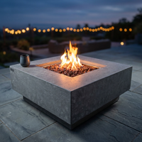 Manhattan Outdoor Fire Pit 36 In. X 36 In. Square Concrete Propane Fire Table with Lava Rocks and Cover — Studio Shot