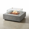 Square Propane Fire Table Built for Outdoor Entertaining, 36x36 Concrete, Stainless Steel Burner, Lava Rocks