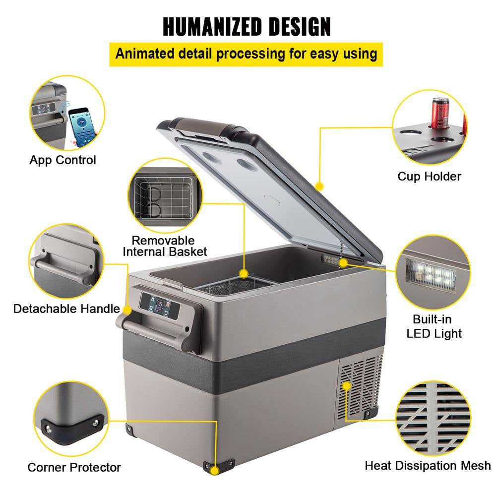 12V Refrigerator,1.6 Cu. Ft. Outdoor Refrigerator in Black, 48 Qt. (45L) Fast Cooling Portable Freezer with App Control