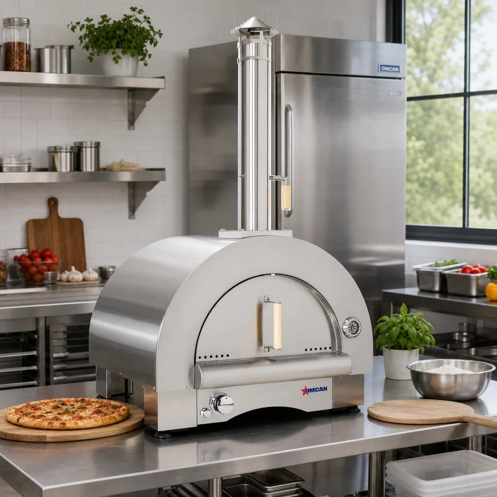 Omcan 33-inch dual-fuel pizza oven, detail
