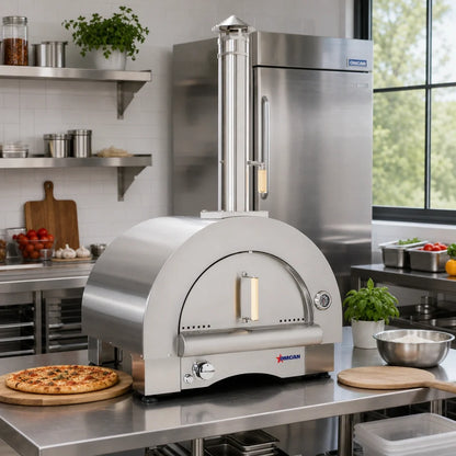 Omcan 33-inch dual-fuel pizza oven, detail
