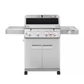 Mesa 4-Burner Propane Gas Grill in Stainless Steel with Broil Zone, Clear View Lid, Side Burner and LED Controls
