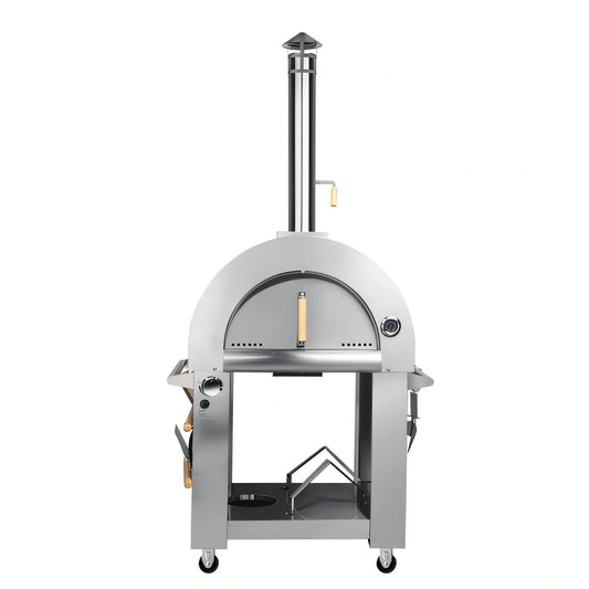 Koolmore 32-inch dual-fuel gas and wood pizza oven with chimney