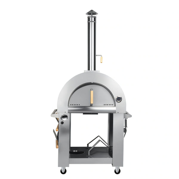 Koolmore 32-inch dual-fuel gas and wood pizza oven with chimney