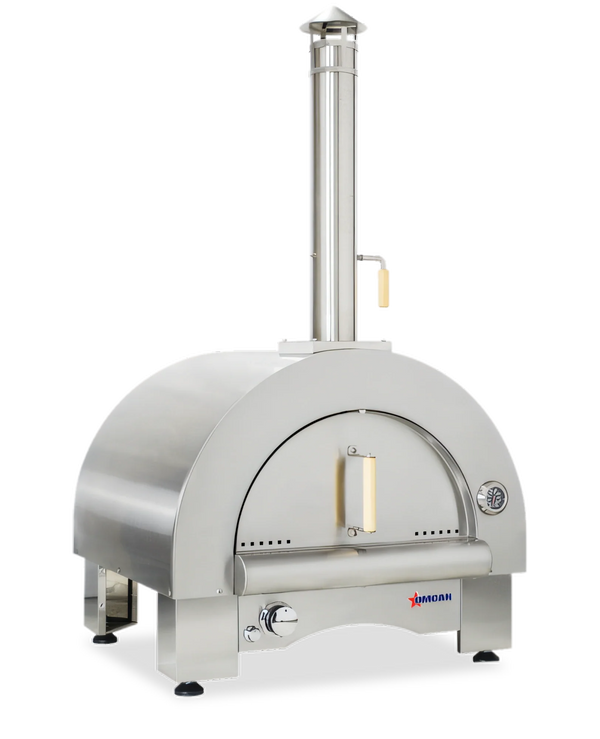 Omcan 33-inch dual-fuel countertop pizza oven with firebrick interior